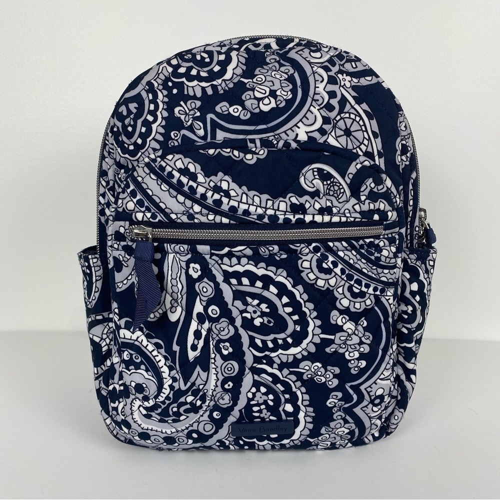 Vera Bradley Iconic Small Backpack in Deep Night Paisley Neutral 10.5x12x4 in.